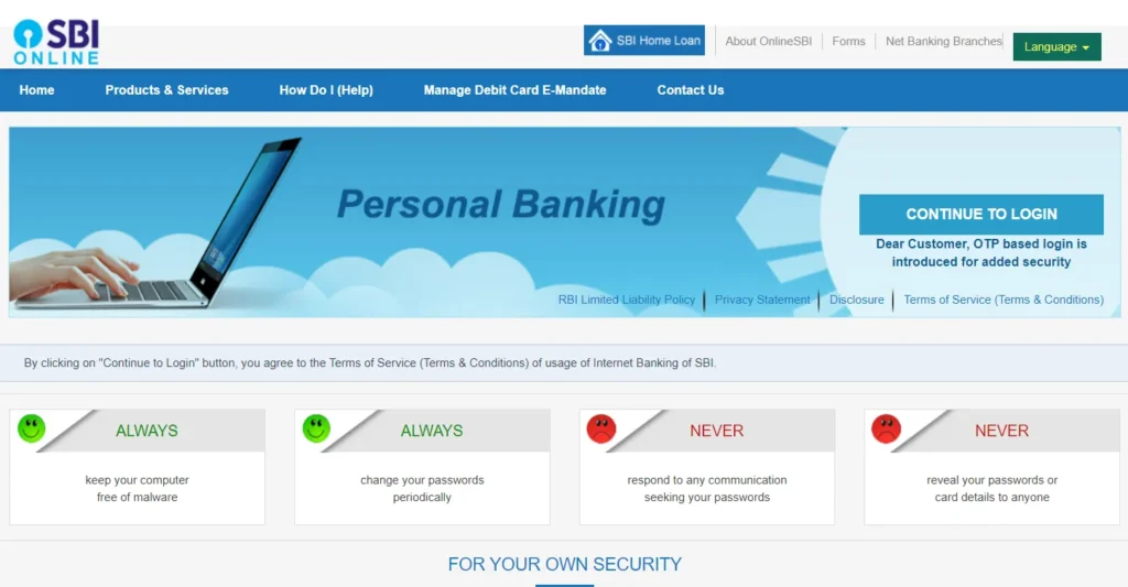 SBI Bank statement download PDF