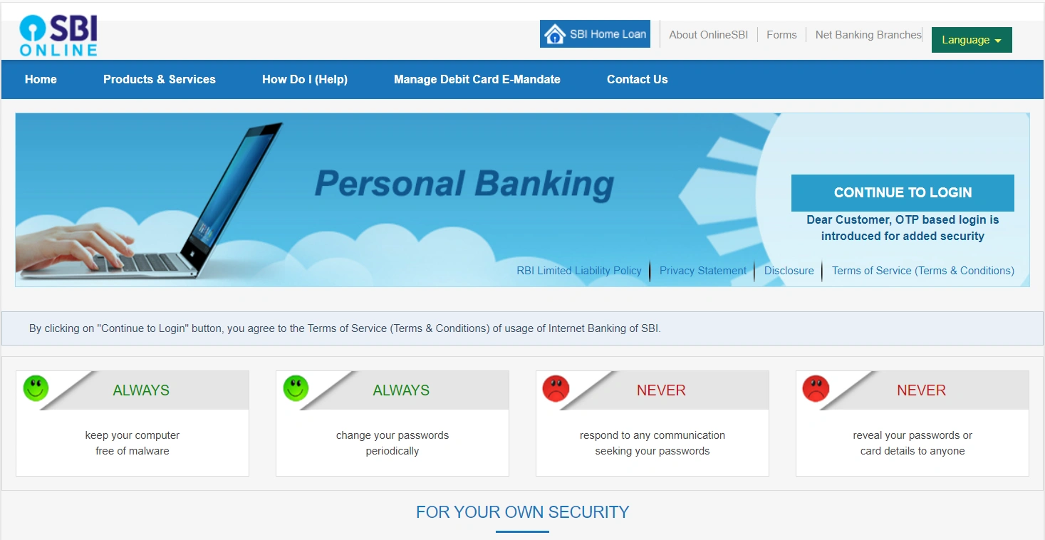 SBI Net Banking Registration online