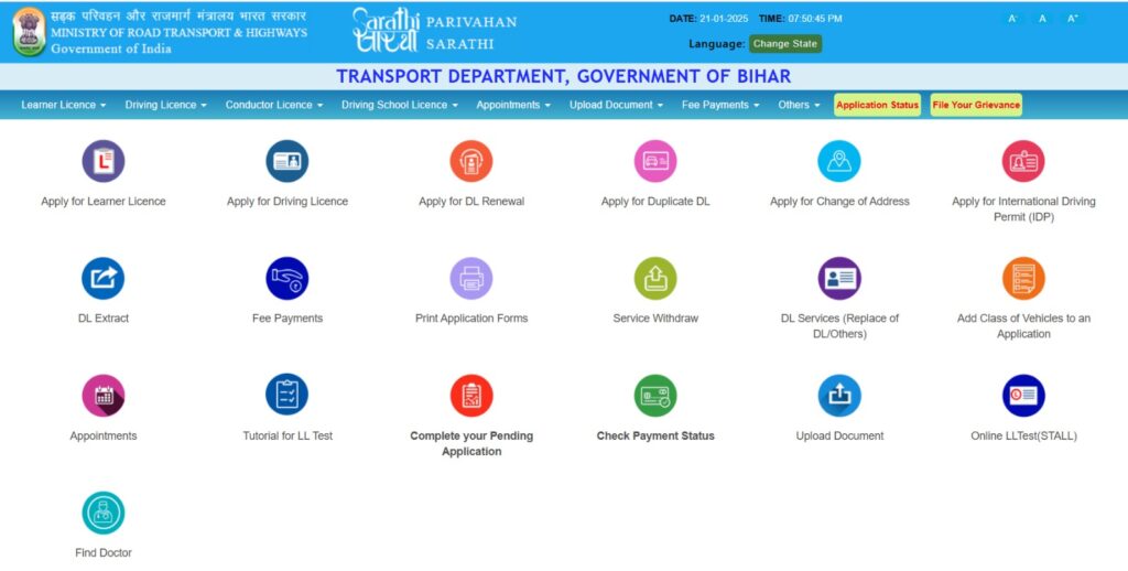 parivahan.gov.in learning licence apply online